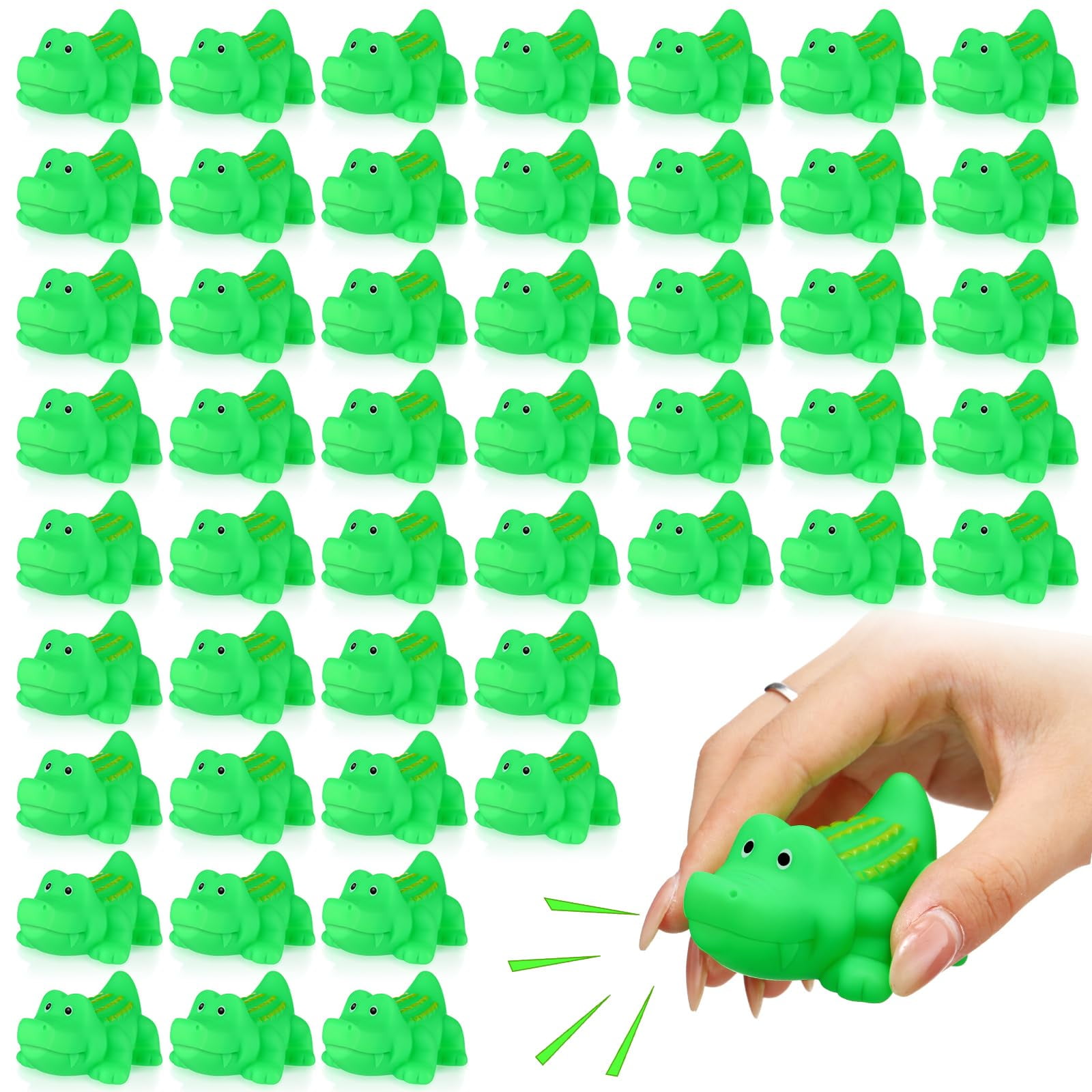 Lenwen 50 Pcs Rubber Crocodile Bath Toy Bulk Mini Alligator Toys ...