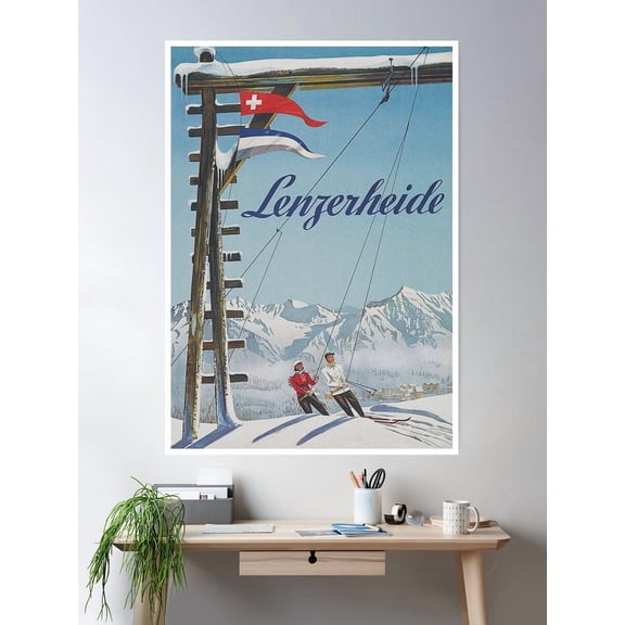 Lenzerheide Switzerland Vintage Ski Poster Home Decor Office Wall Art