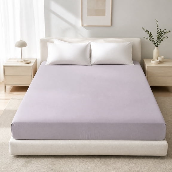 Lenzing Tencel Fitted Sheet, Solid Color Cooling Silk Breathable Design, Premium Bare Sleep Bedding Bed Cover, Sheet for Bedroom Bedding Bare Sleep Comfort