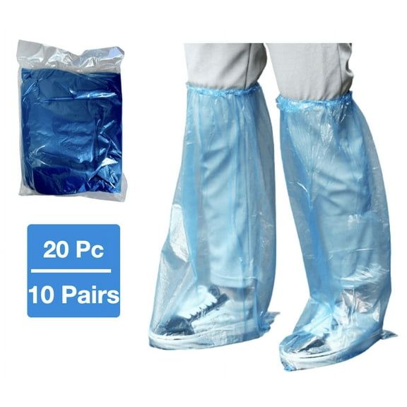 Leo 20 piece 10 pairs shoes & long Boots cover - Disposable Long Boots Shoes Cover slip resistant Durable Material for carpet, rain, mud, snow.