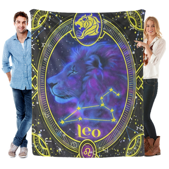Leo Constellation Astrology Zodiac Soft Flannel Blanket 50 x 40 Inch - Elegant Design & Soft Material for Cozy Nights
