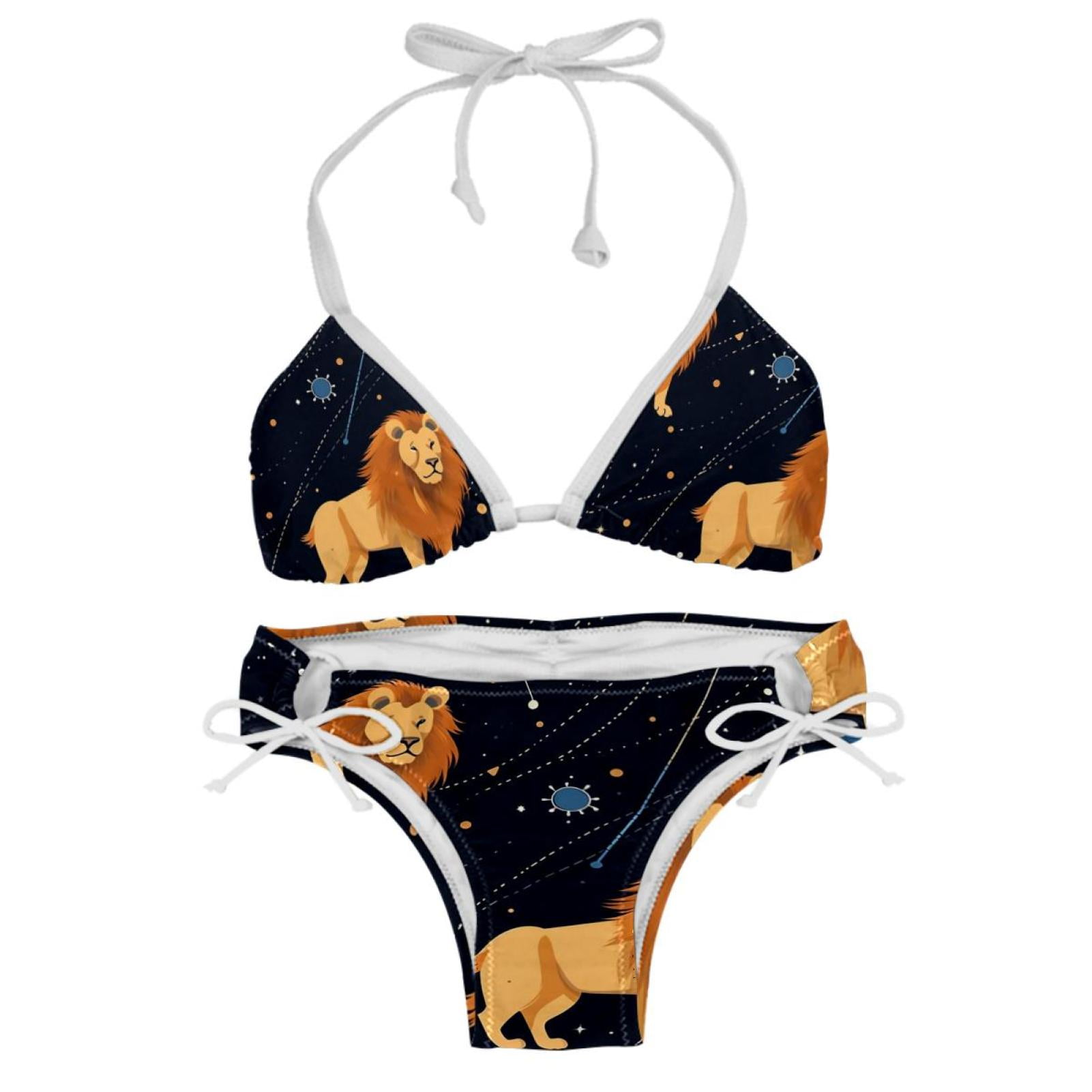 Leo Constellation Detachable Sponge Adjustable Strap Bikini Set Swim Wear 2Pack Beach Swimsuit