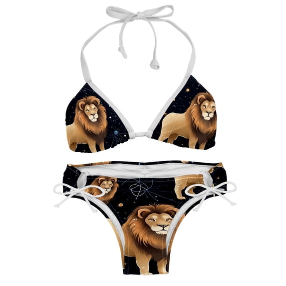 Leo Constellation Detachable Sponge Adjustable Strap Bikini Set Two-Pack - Ideal for Beach, Pool, Vacation