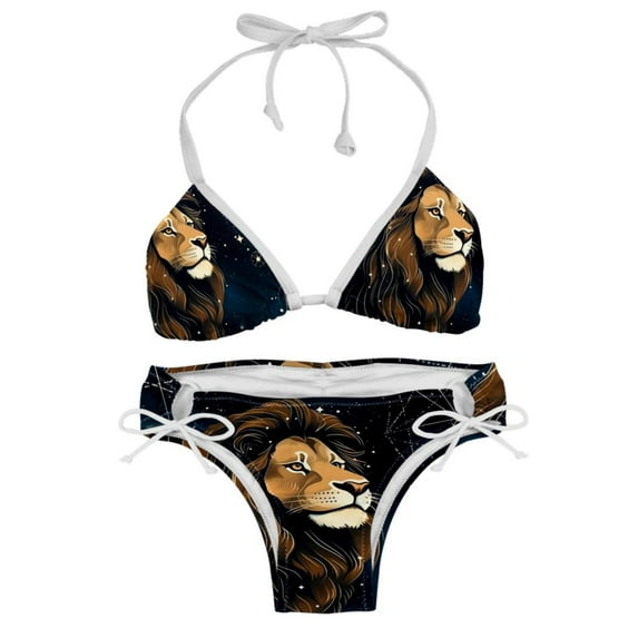 Leo Constellation Detachable Sponge Adjustable Strap Bikini Set Two-Pack Swim Suits - Ideal for Beach and Pool Scenes