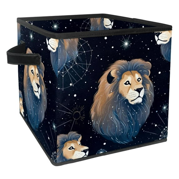 Leo Constellation Foldable Toy Box with Handle, 10.8"x10.5"x10.6", Large Capacity Storage Bins, Storage Cubes, Storage Baskets