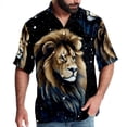 thumbnail image 1 of Leo Constellation Men's Short Sleeve Beach Shirts, Casual Printed Poplin Button Down, Unisex Summer Hawaiian Shirt, 1 of 6