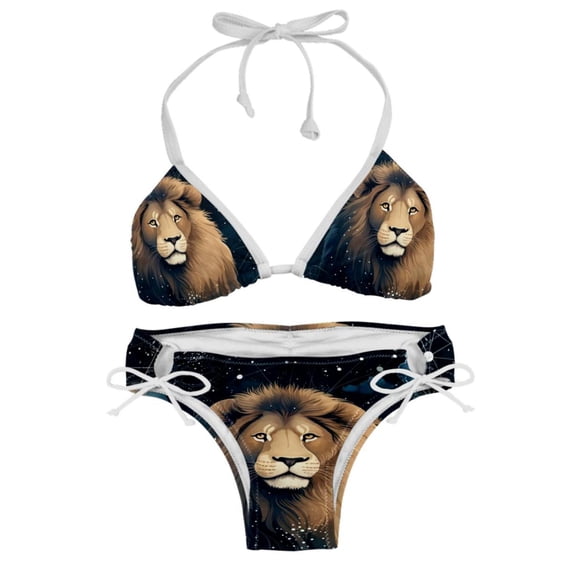 Leo Constellation One-Piece Swimsuit Bikini Set, Detachable Sponge, Adjustable Strap, Two-Pack, Beach Vacation Wear