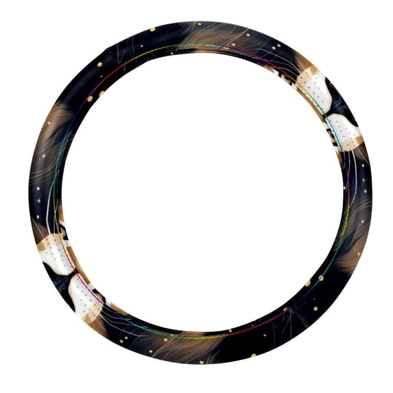 Leo Constellation Printing 14.5 Inch PVC Leather Car Wheel Cover, Steering Wheel Covers Auto Accessories