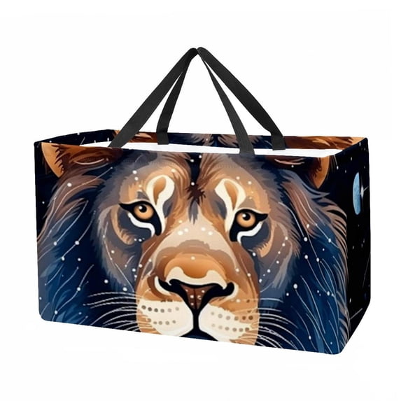 Leo Constellation Reusable Foldable Oxford Cloth Storage Bins: Large Capacity Shopping Bags for Laundry and More