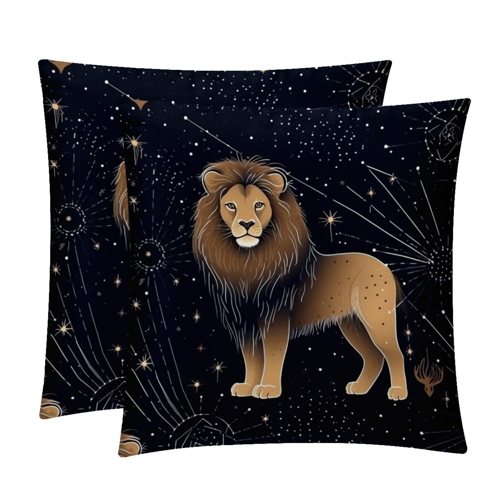 Leo Constellation Set of 2 Velvet Throw Pillow Covers Inserts for Bed