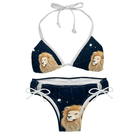 Leo Constellation Swimsuit Women Bikinis: Detachable Sponge Adjustable Strap Bikini Set Two-Pack Beach Pool Vacation.