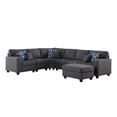 thumbnail image 1 of Leo Dark Gray Linen 7Pc Modular L-Shape Sectional Sofa Chaise and Ottoman, 1 of 7