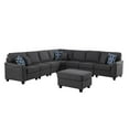 thumbnail image 1 of Leo Dark Gray Linen 8Pc Modular L-Shape Sectional Sofa Chaise and Ottoman, 1 of 11