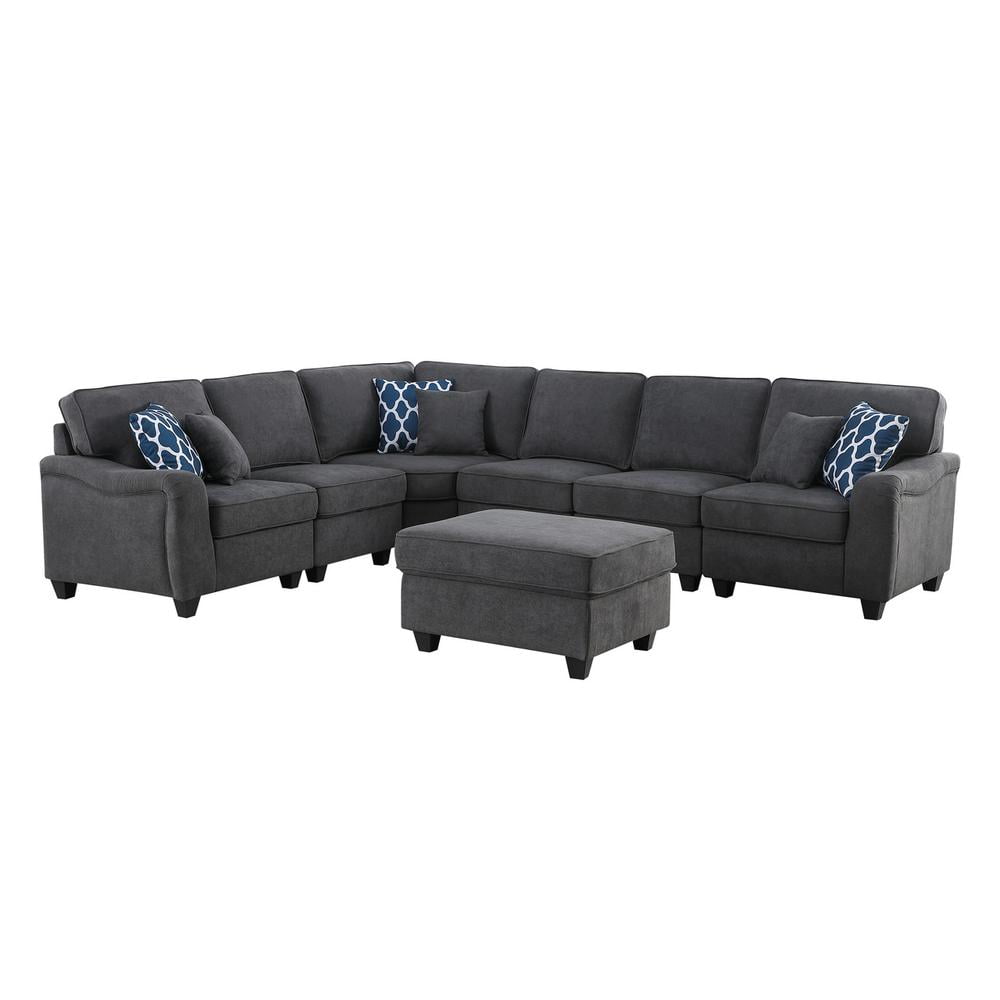 Lilola home lilola casanova 7 piece modular sectional sofa with ottoman in light discount