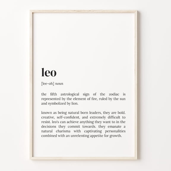 Leo Definition Zodiac Sign Graphic Poster Unframed Paper Print