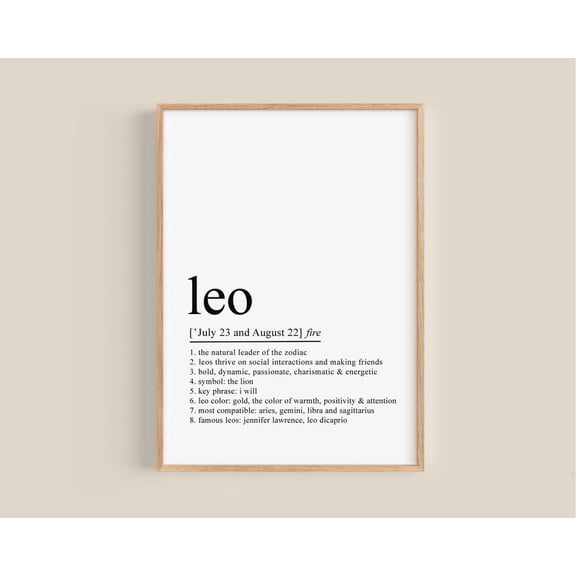 Leo Definition Zodiac Wall Art, Unframed Paper Print Size 8x12