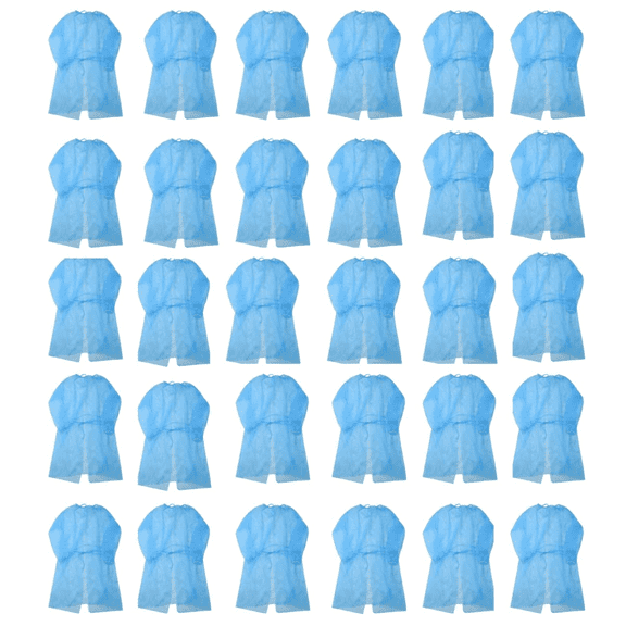 Leo Disposable Protective Isolation Gown - 30 pcs Blue. Latex Free,Non-Woven, Fluid Resistant Coverall,ONE Size FITS All