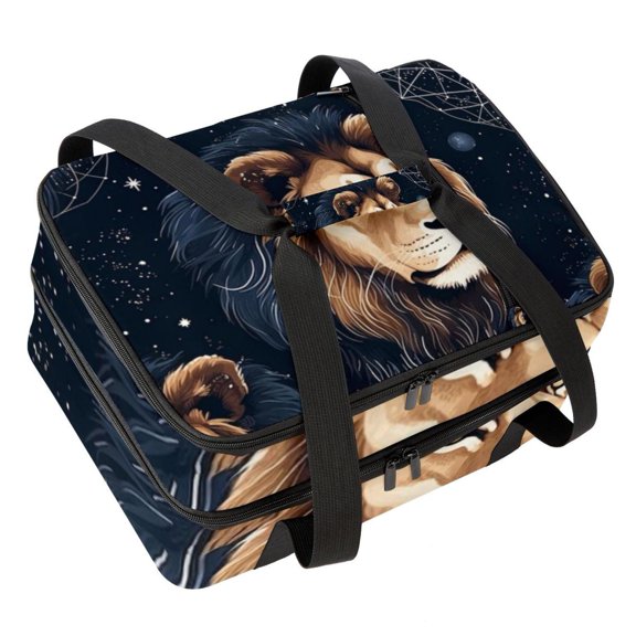 Leo Double Layered Insulated and Refrigerated Lunch Bag with Two Compartments, Large Capacity, and Hand Carry Handle - 7.1x11.4x16.1 Inches