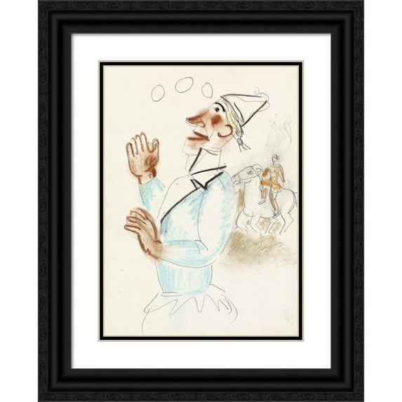 Leo Gestel 11x14 Black Ornate Wood Framed Double Matted Museum Art Print Titled: Clown and Rider on Horseback (1891)