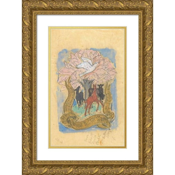 Leo Gestel 11x14 Gold Ornate Wood Frame and Double Matted Museum Art Print Titled - Gungwens at the Birth of Juliana Bellaar Spruyt (1935-05-13)