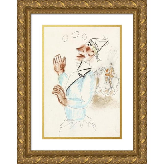 Leo Gestel 14x18 Gold Ornate Wood Frame and Double Matted Museum Art Print Titled - Clown and Rider on Horseback (1891)