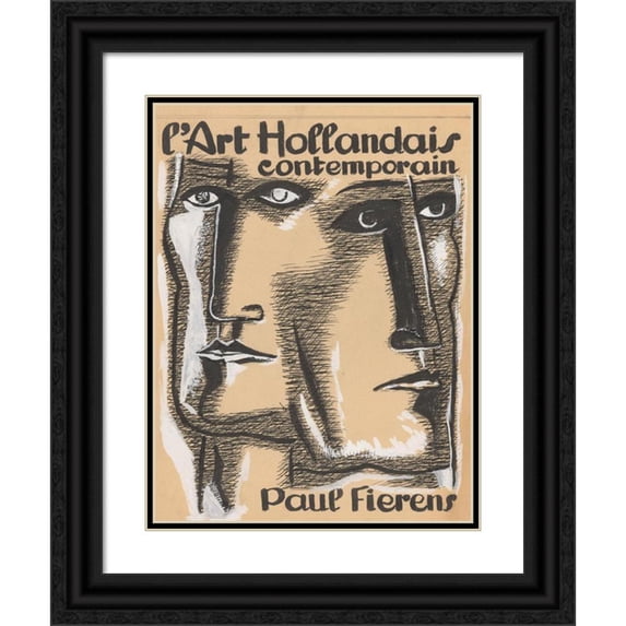 Leo Gestel 19x24 Black Ornate Framed Double Matted Museum Art Print Titled: Ontwerp Boekomslag ‘Contemporary Dutch Art (1933)