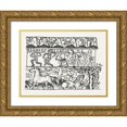 thumbnail image 1 of Leo Gestel 24x20 Gold Ornate Framed and Double Matted Museum Art Print Titled - Leaf with Three Strips; Horses, Dancing People and Masks (1891), 1 of 4