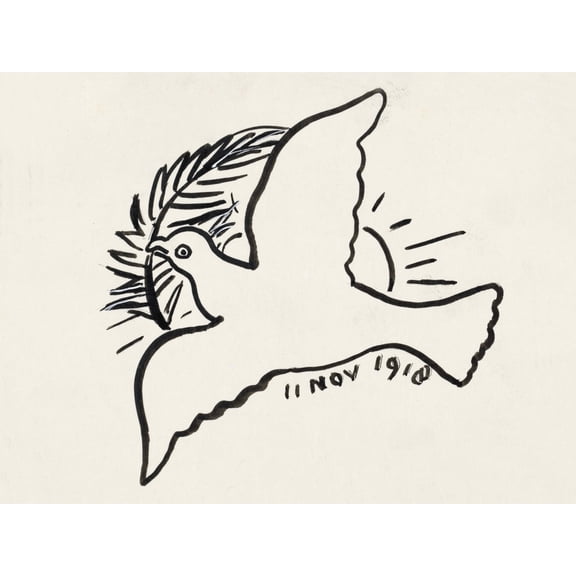 Leo Gestel Peace Dove Branch 1918 Drawing Extra Large XL Wall Art Poster Print