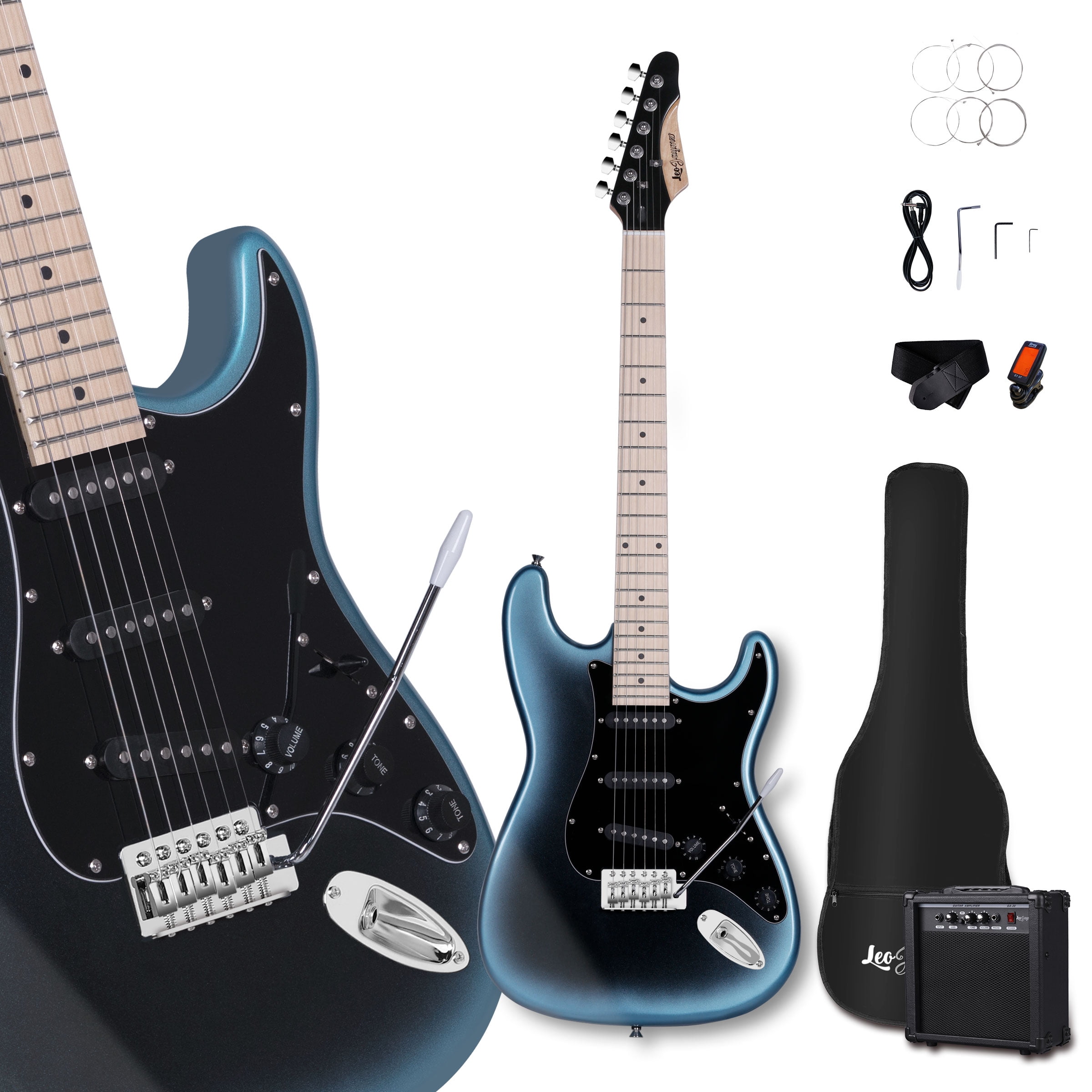 Leo Jaymz 39 Inch Electric Guitar Kit - 20W Amplifier, Digital