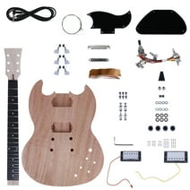 Leo Jaymz DC Style DIY Electric Guitar Kits with Mahogany Body and Neck - Ebony Fingerboard and All Components Included