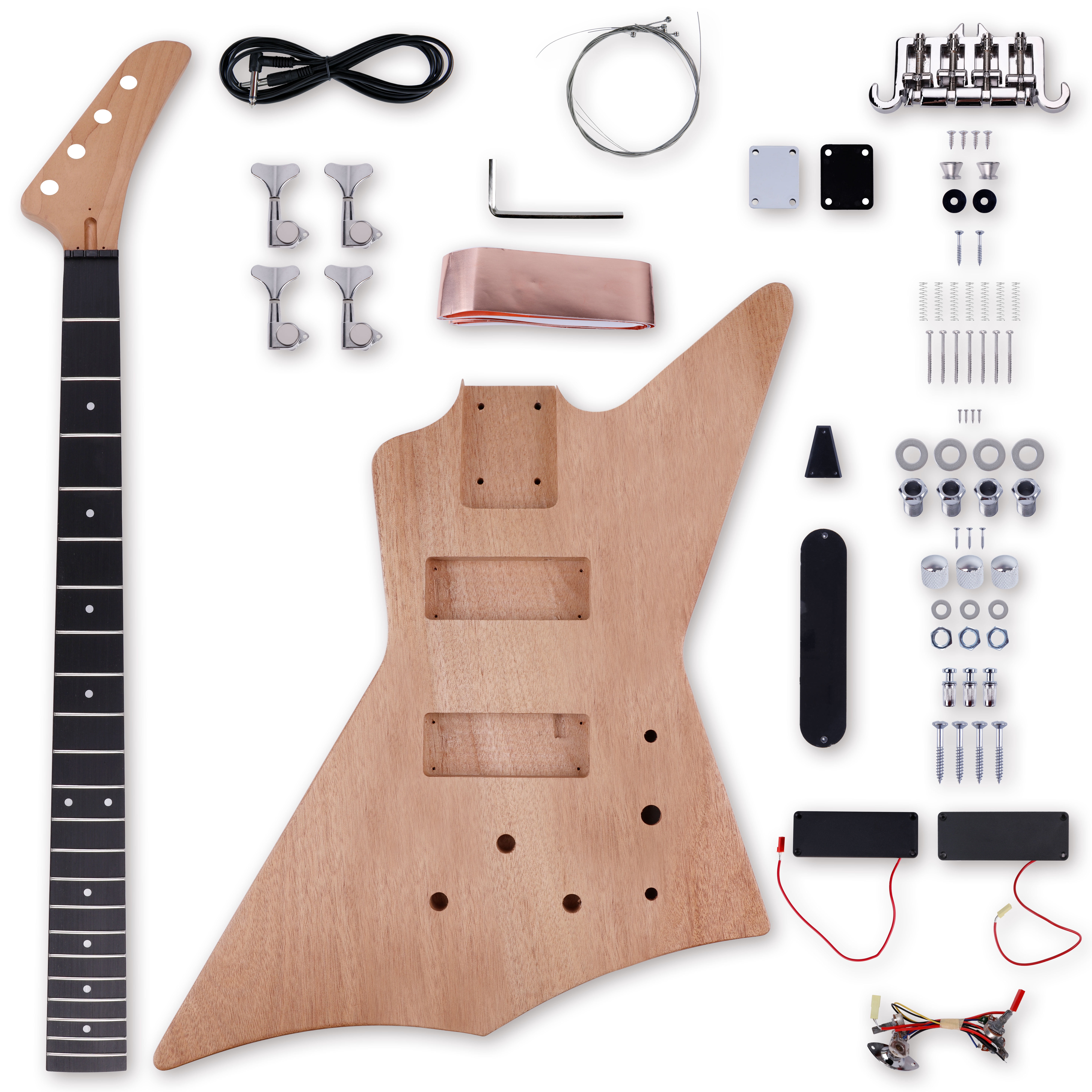 ベース em-keee Leo Jaymz DIY Bass Guitar Kit - EX Style, Mahogany Body, Maple