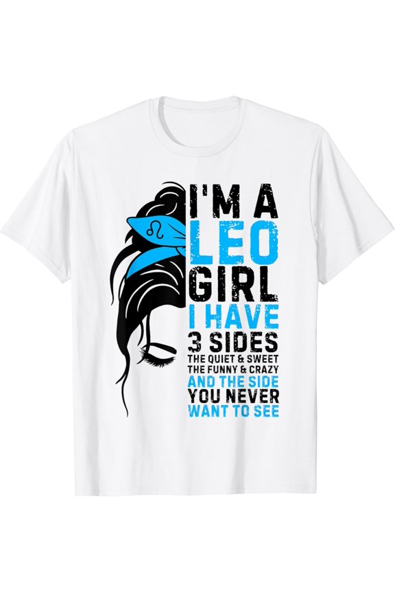 Leo July August Celebration Leo Zodiac Sign Messy Bun T-Shirt