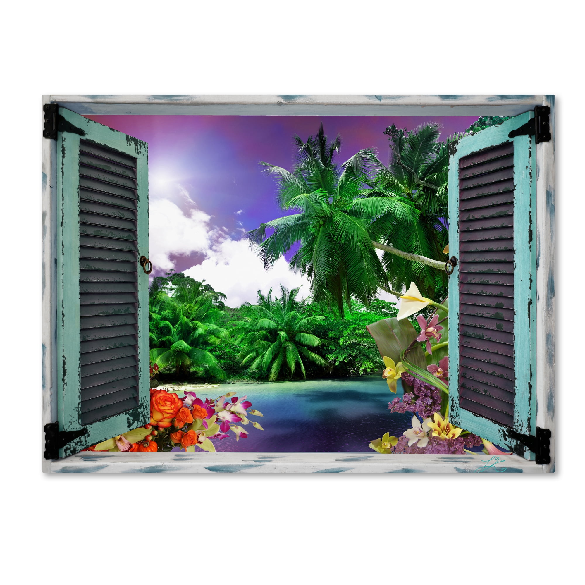 Tropical Paradise Window View Canvas Print 24x32