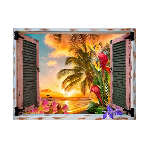 Trademark Fine Art Leo Kelly Tropical Window to Paradise II Canvas Wall Art - 24x32