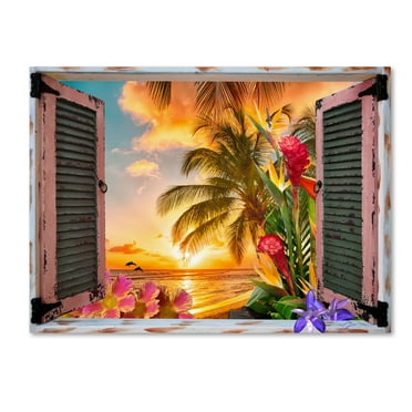 Leo Kelly 'Tropical Window to Paradise II' Canvas Art
