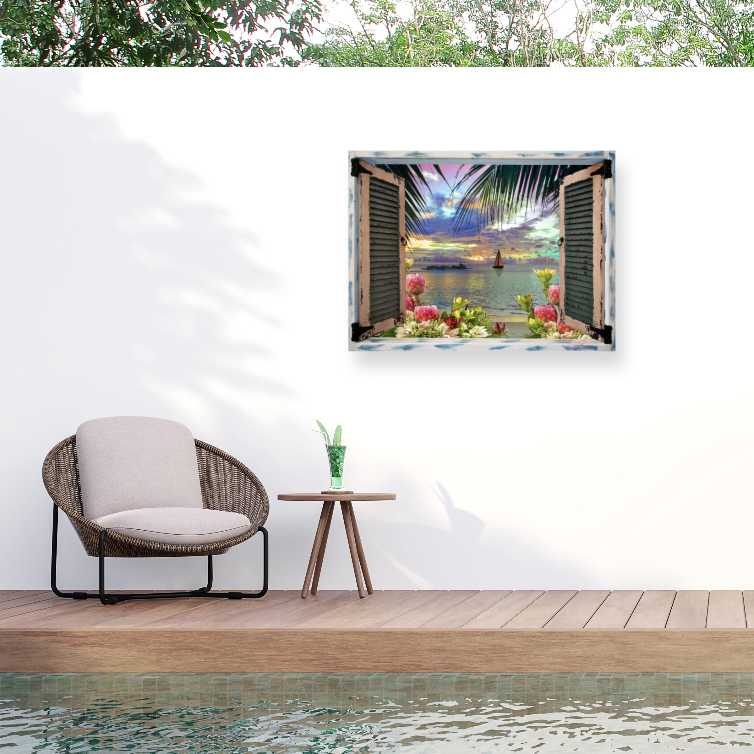 Leo Kelly Tropical Landscape Window View Outdoor Canvas Art