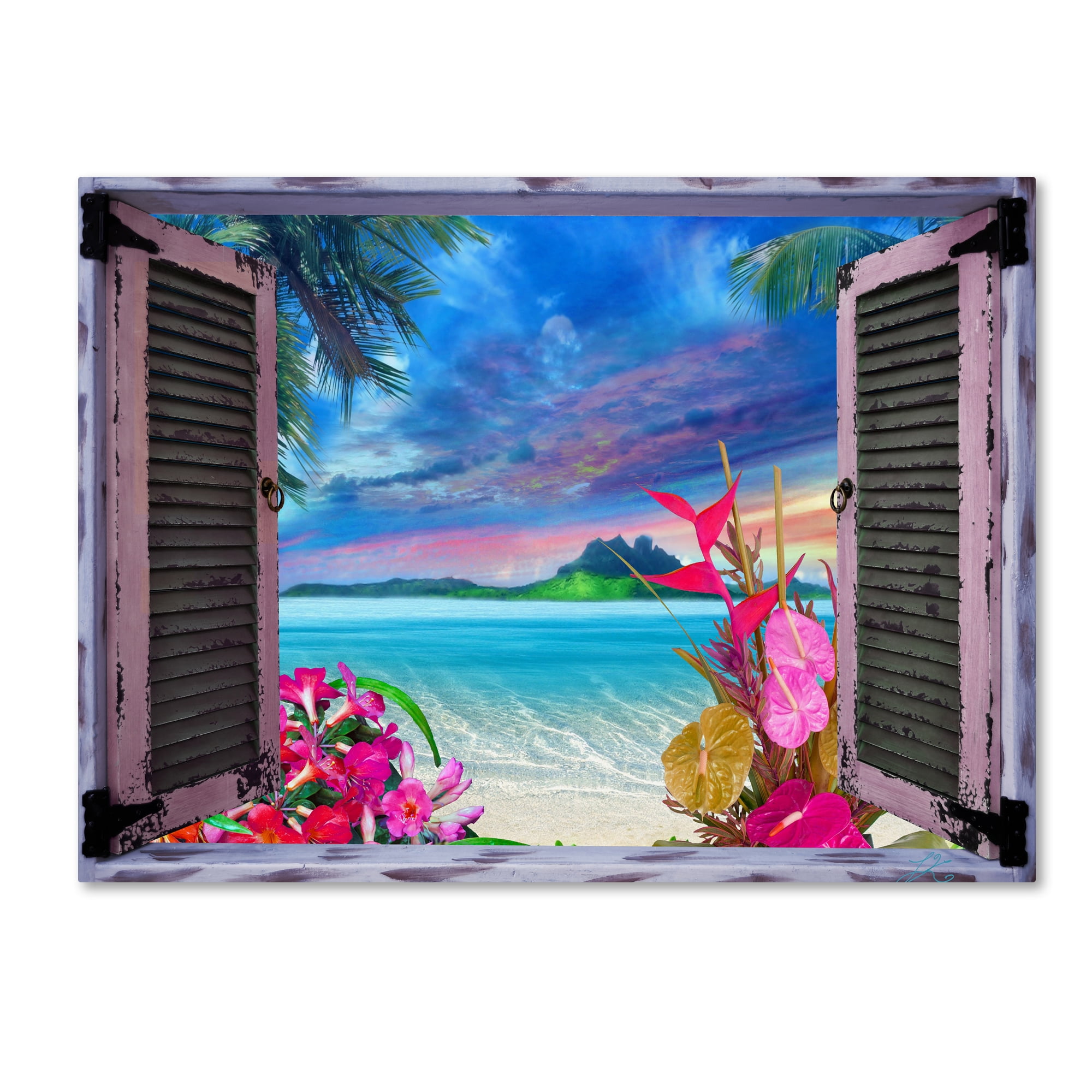 Tropical Paradise Window View Canvas Art 35" x 47"