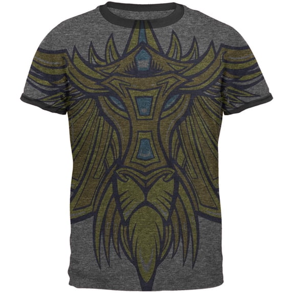 Leo King of the Lions Mens Ringer T Shirt Dark Heather-Black MD