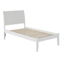 Leo & Lacey Farmhouse Solid Wood Twin Platform Bed with USB Charger in White