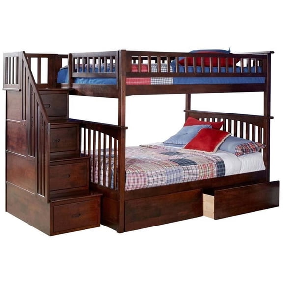 Leo & Lacey Full Over Full Staircase Storage Bunk Bed
