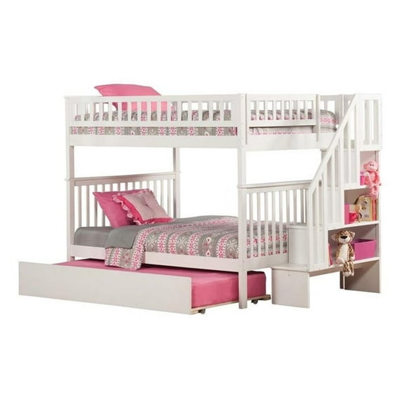 Leo & Lacey Full Over Full Staircase Trundle Bunk Bed