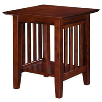 Leo & Lacey Mission Style Solid Wood End Table with Sturdy Leg in Walnut