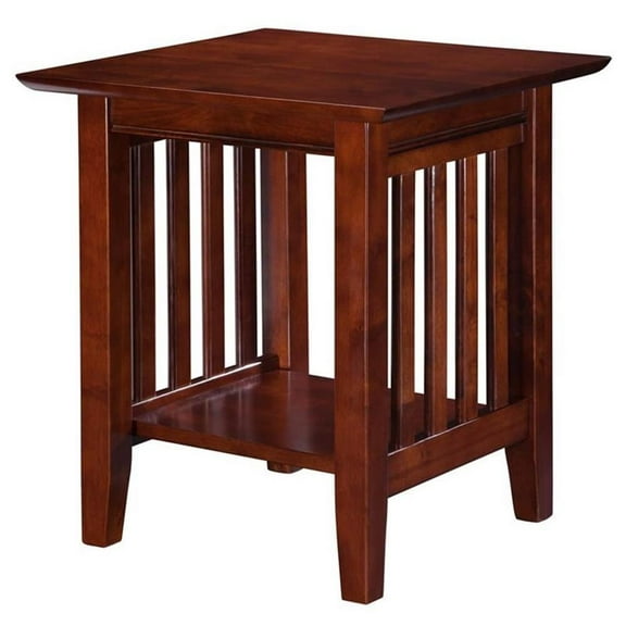 Leo & Lacey Mission Style Solid Wood End Table with Sturdy Leg in Walnut