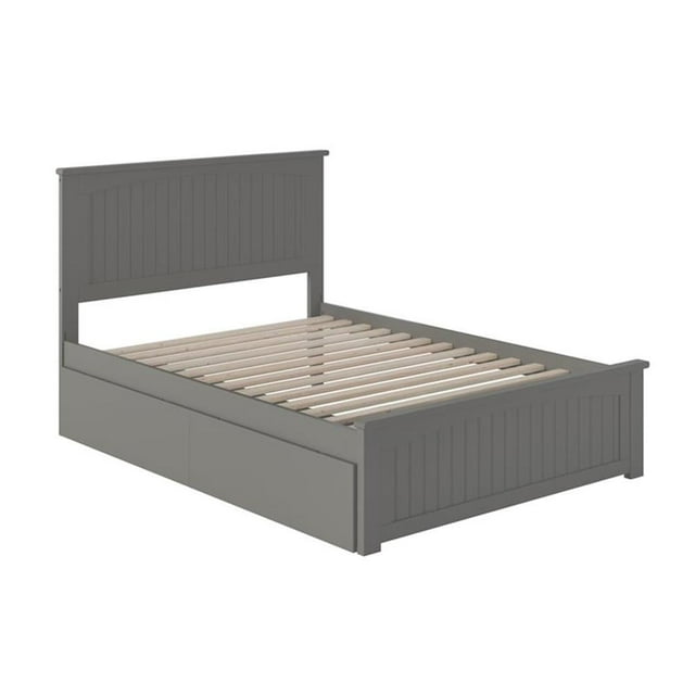 Leo & Lacey Modern Wood Full Platform Bed with 2 Storage Drawers in Gray