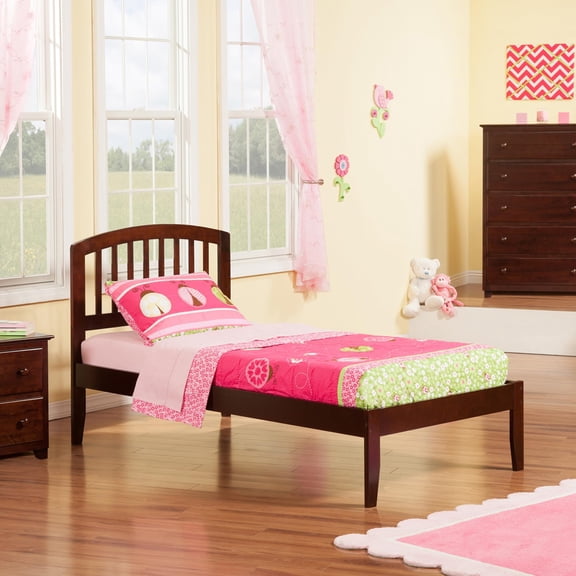 Leo & Lacey Solid Wood Twin Platform Bed w/ USB Charging Station in Walnut