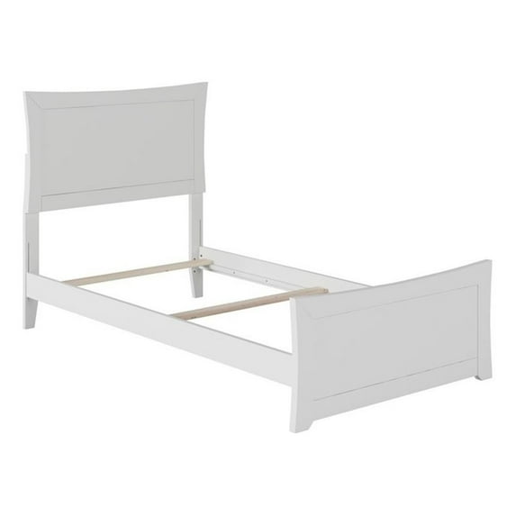 Leo & Lacey Solid Wood Twin XL Bed with Footboard and USB Charger in White