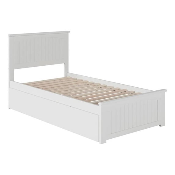 Leo & Lacey Solid Wood Urban Twin Trundle Platform Bed in White