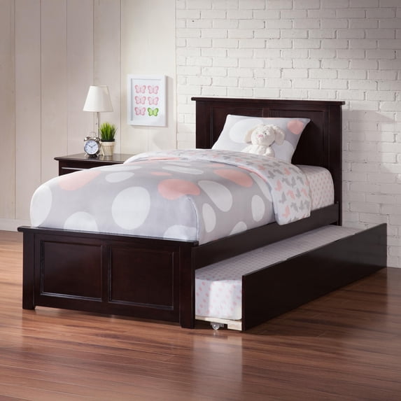 Leo & Lacey Madison Twin Platform Bed & Twin Trundle in Grey