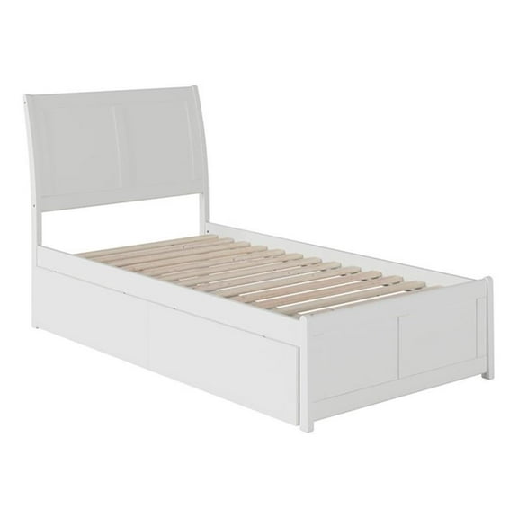 Leo & Lacey Traditional Solid Wood Urban Twin Size Storage Platform Bed in White