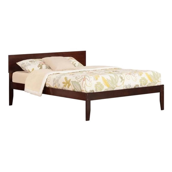 Leo & Lacey Contemporary Queen Solid Wood Platform Bed in Walnut